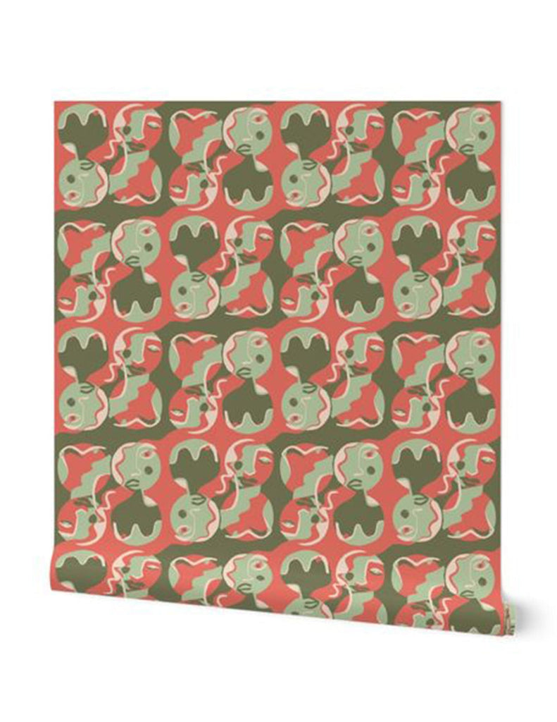 Spotlight -  Wallpaper - Green, Orange & Pink