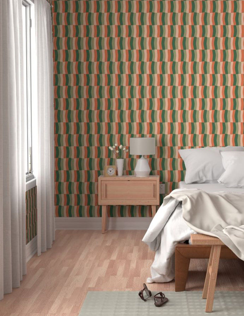 Sherbert Melt -  Wallpaper - Pink, Green & Coral