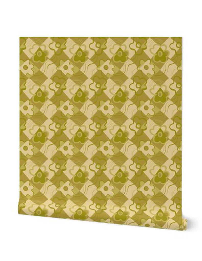 Check Floral -  Wallpaper - Blush